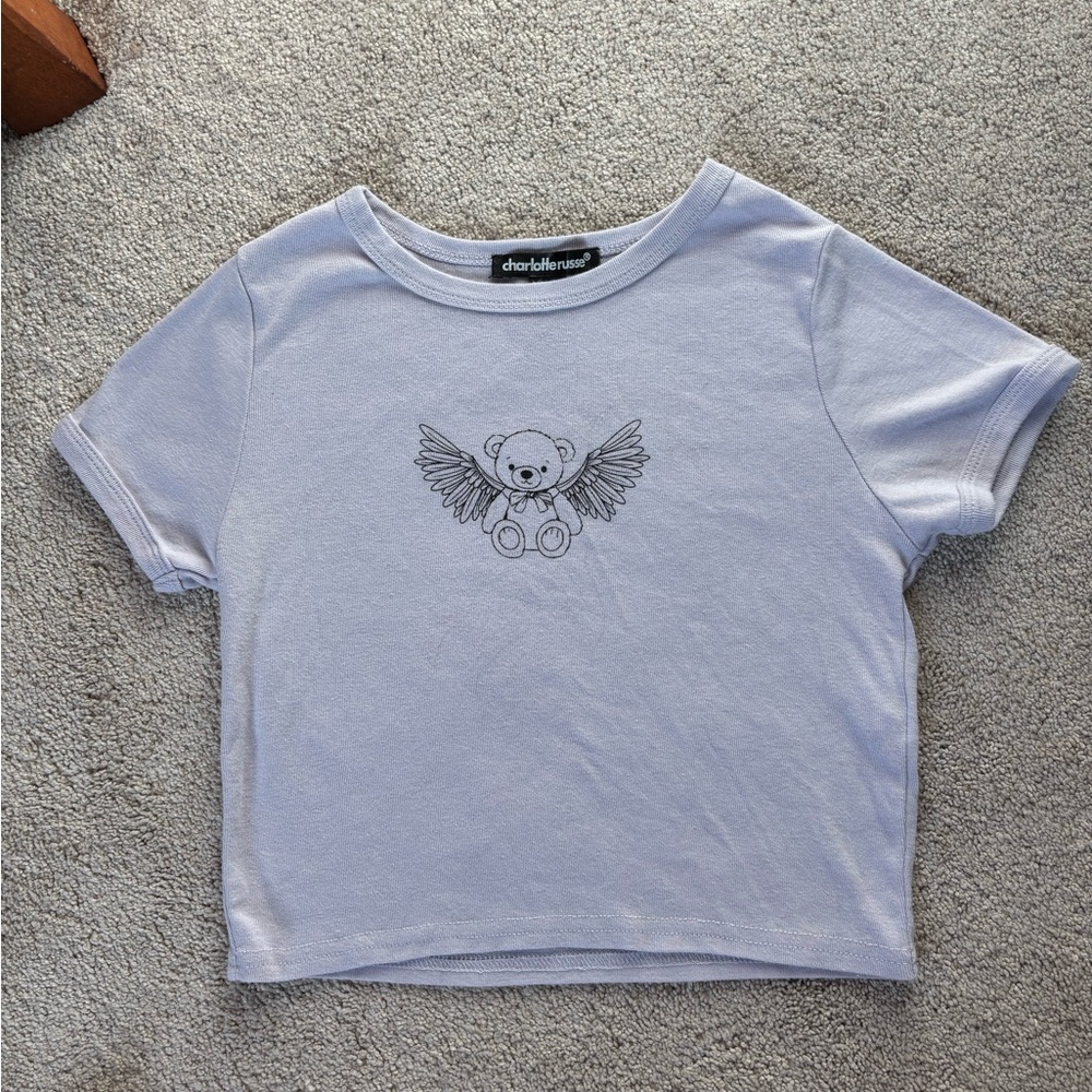 Charlotte Russe Lavender Short Sleeve Tee with Bear Design